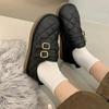 Women's Shoes On Sale Buckle Women's Boots Winter Round Toe Solid Plush Warm Comfortable Low-heeled Concise Casual Snow Boots