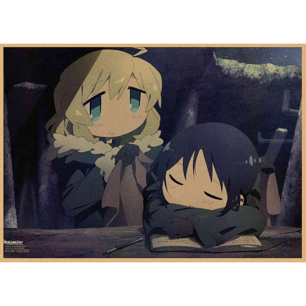Retro Japanese Anime Girl Journey Poster - Kraft Paper Decorative Wall Art