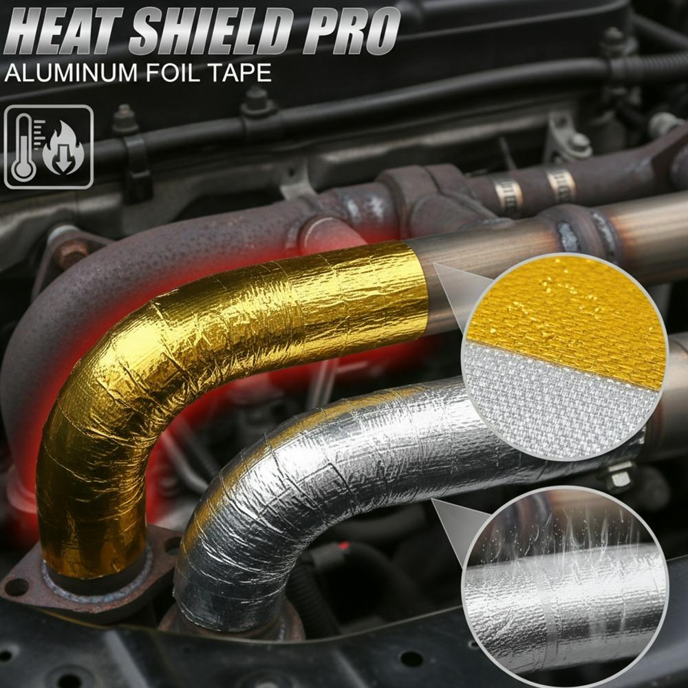 Car Exhaust Pipe Heat Wrap Aluminum Foil Sticker Anti-Scald High Temp Insulation Shield for Auto Motorcycle Manifold Protection