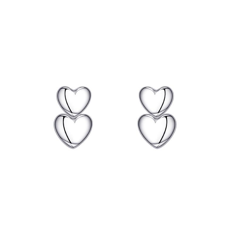 Exquisite Love Stud Earrings Women's Simple Ins Heart-to-heart Earrings