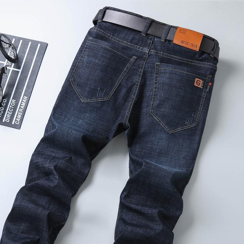 Весна и осень новые высококачественные плюшевые джинсы для мужчин прямые облегающие эластичные толстые повседневные брюки осенние и зимние мужские брюки