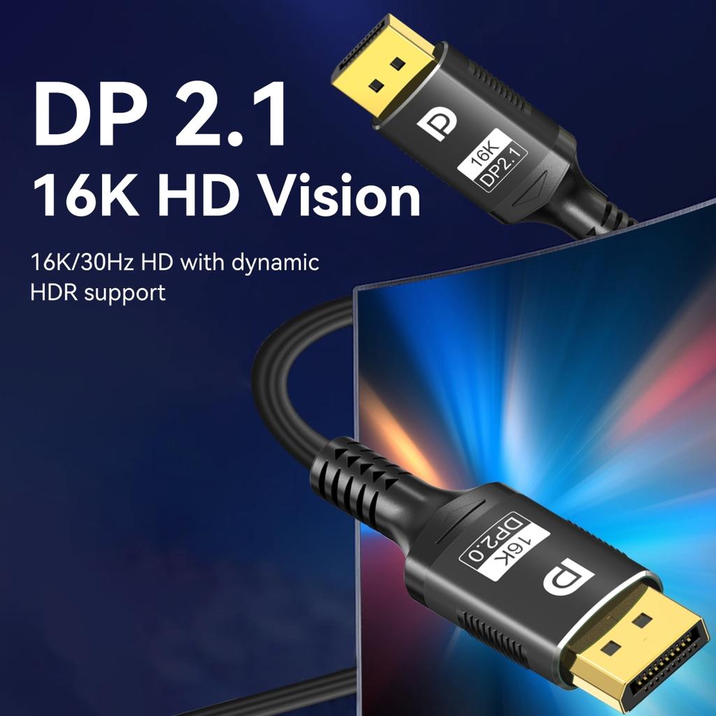 16K DisplayPort кабель 2.1 8K DP 2.1 DP Видео кабель 80gbps DP to DP 16K@30Hz 8K@60Hz 120Hz 4K для HDTV приставок игровых мониторов Gr