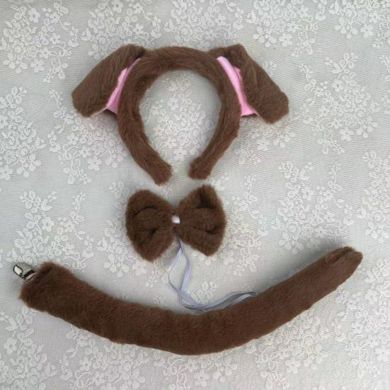 2/3/4 шт./компл., набор из собачьих ушей и колец для волос для взрослых и детей, плюшевый хлопковый наполнитель, нос, хвост, галстук-бабочка для косплея, рождественский подарок на вечеринку в честь Хэллоуина