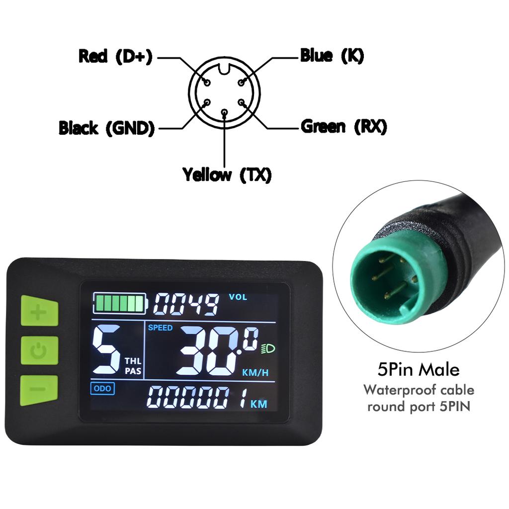 UART2 P3C Waterproof Electric Bike LCD Display Meter E Scooter LCD Panel With USB UART For Mountain Electric Bike Parts (5PIN)