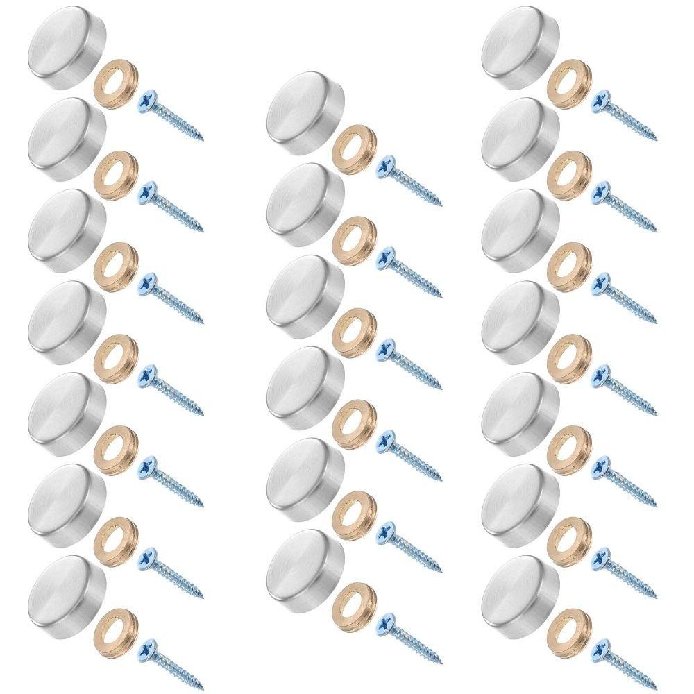 20 шт. серебряных колпачков для винтов из нержавеющей стали 0,63"/16 мм для зеркальных винтов, журнальных столиков