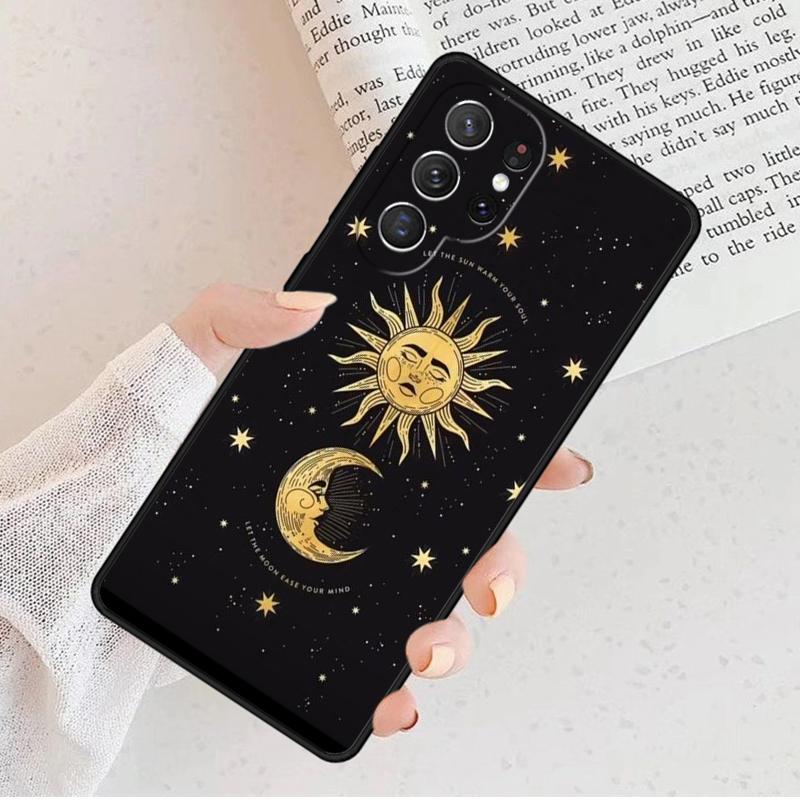 Забавный чехол для телефона с лицом Солнца и Луны для Samsung Galaxy S25 S23 S30 S8 S21 S20 FE S24 S22 Note 10 20 Plus lite Ultra