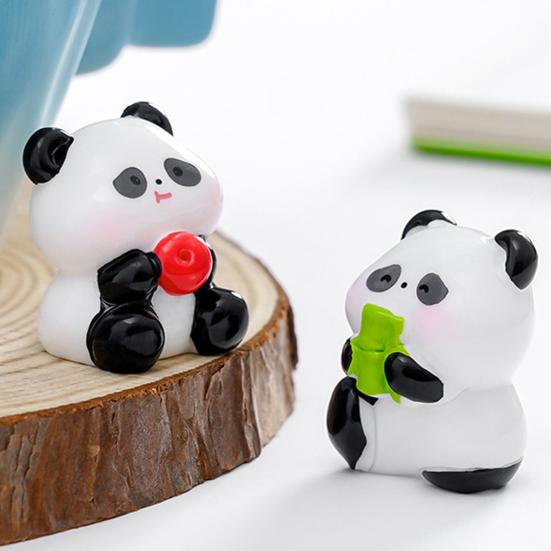 2 Pcs Mini Panda Figurines Cute Resin Panda Statues DIY Miniature Panda Cake Toppers for Fairy Garden Micro Moss Landscape Office Home Desk Decoration