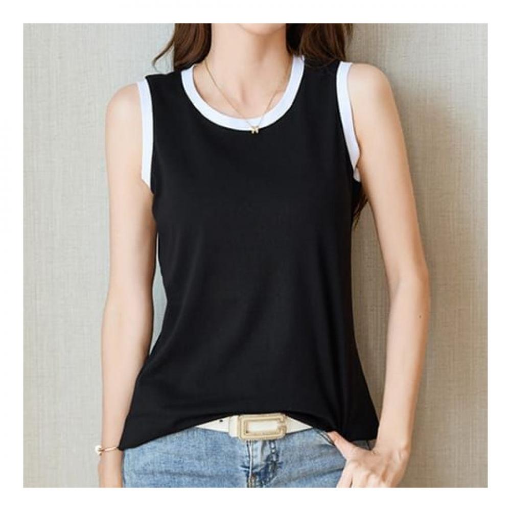 Navava Sleeveless T shirT wiTh Simple Color poinT nT1520
