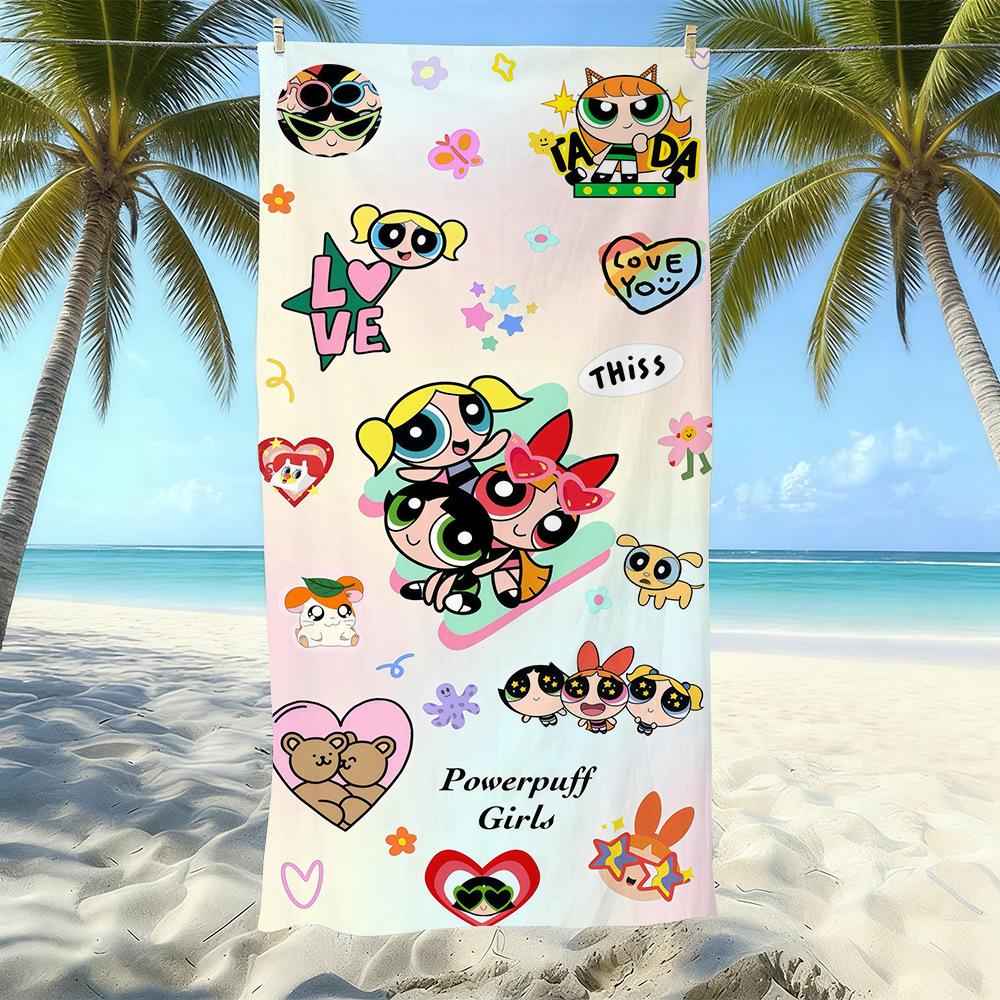 Cartoon Flying Little Policewoman Microfiber Beach Towel Quick-Drying Water-Absorbing Children'S Swimming Bath Towel Travel Portable Large Ruler