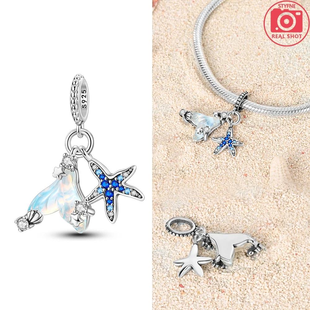 Шармы Coppermarine Element Морская звезда Хвост рыбы Подвески Подходят для браслета Charms Plataoriginal Бусины Украшения для женщин Изготовление