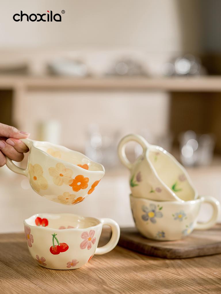 1 шт. Керамическая кофейная кружка в цветочном стиле кружки для домашнего офиса кружка для завтрака чашка для молока