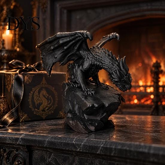 Декоративная статуэтка Дракона из камня с детализированной текстурой, 3D-печать, Фэнтези-фигурка, Готическая скульптура мифического существа для рабочего стола, Декор для книжной полки, Коллекционная
