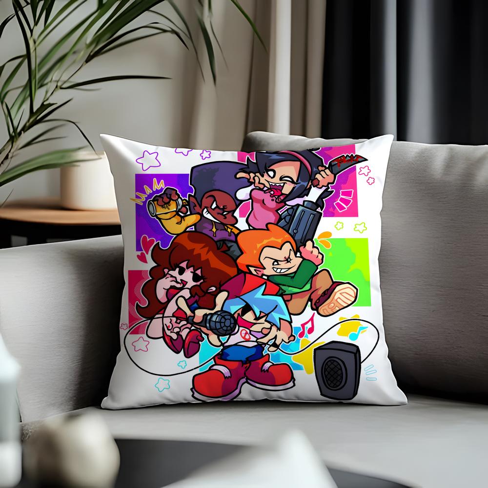Fashion FFFriday Night Funkining Cushion Cover Antidustmite Pillowcase Invisible Zipper Silky Short Plush Sofa Cushion Cover