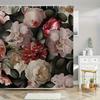 Роскошная цветочная шторка для душа на темном фоне - Супермягкий полиэстер, можно стирать в машине, Занавески для ванной комнаты