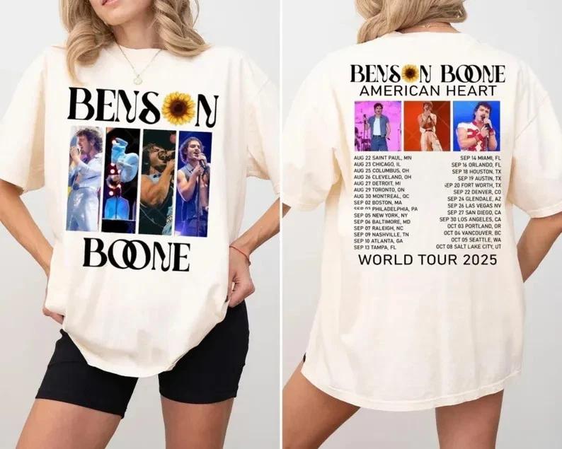 Футболка Benson Boone American Heart Tour 2026 Мерч Концертный тур Benson Boone Высококлассный Люкс Для мужчин и женщин Топ Y2k