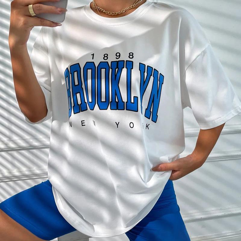 Летняя женская футболка 1898 Brooklyn York, топы с буквенным принтом, черная женская футболка, футболка с рисунком 90-х, женские милые топы, футболка Y2k