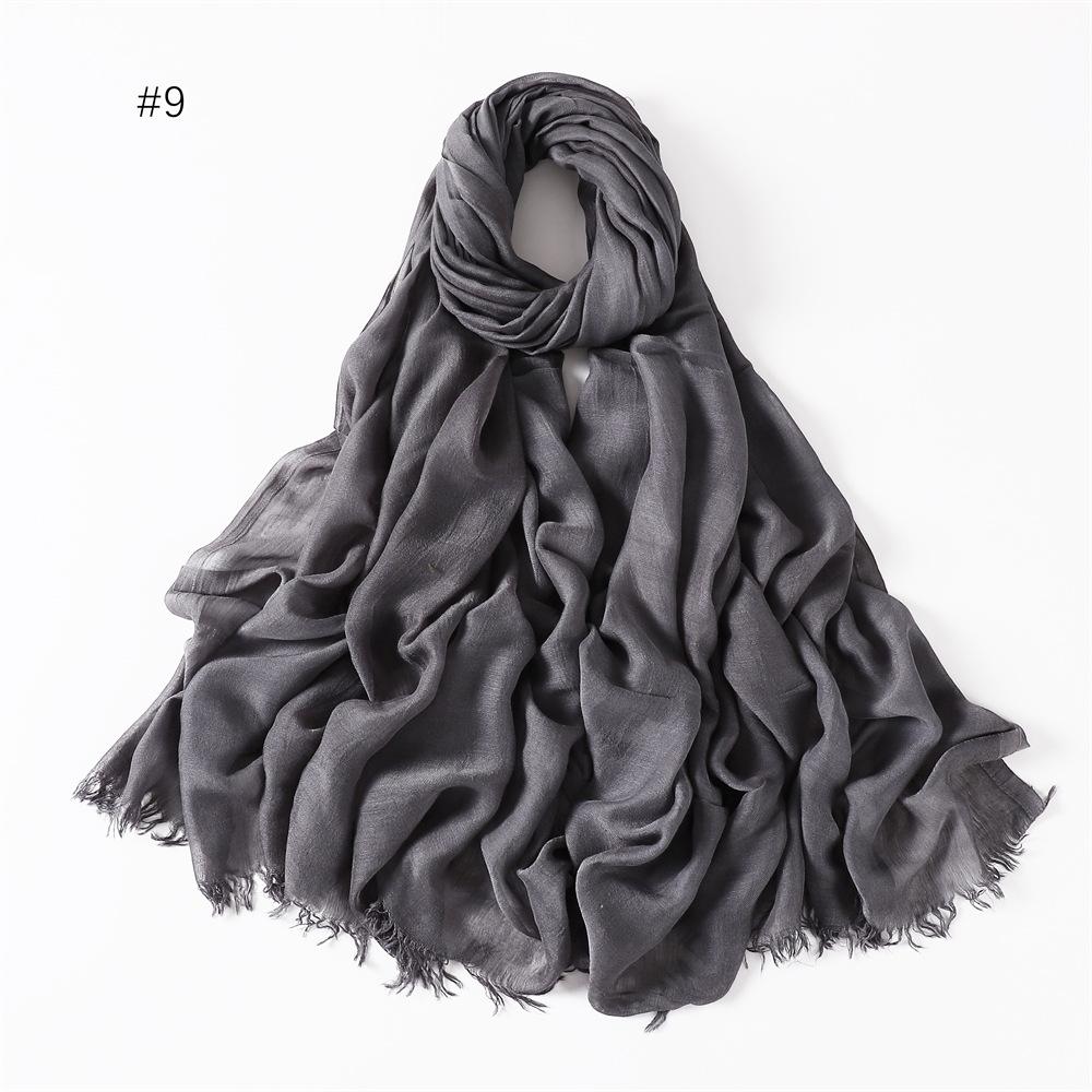 Fashion Muslim Cotton Rayon Modal Hijab For Women Headscarf Long Shawls Islam Hijab Turbans Head Wrap Solid Fringe Scarves