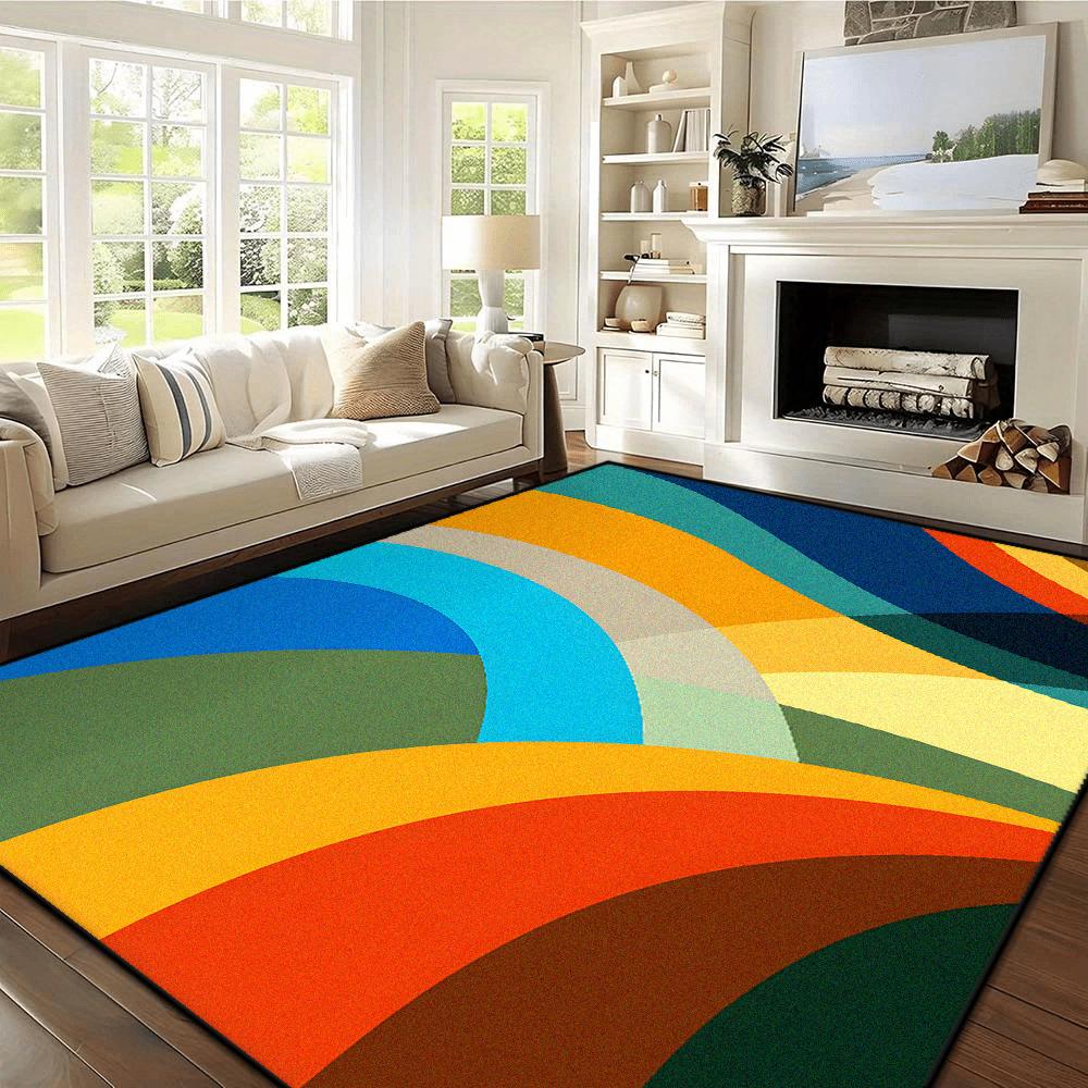 Multicolour Abstract Rugs for Bedroom Carpets for Living Room Easy Care Cloakroom Non-slip Floor Mat Large Area Lounge Carpet