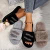 Fashion 2025 Winter Crystal Plush Slippers Women Light Non Slip Cotton Slippers Woman Indoor Faux Fur House Cotton Slides Female