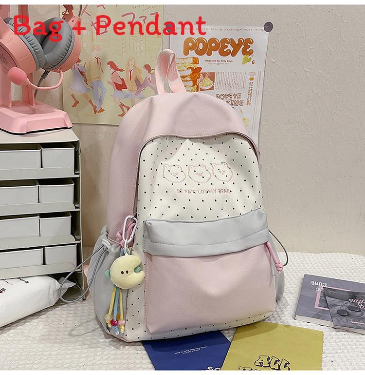 Youth Campus Backpack Nylon Girls School Bag With Padded Straps For Travel And Study