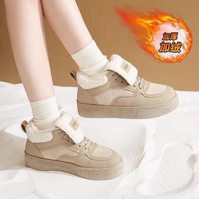 CRLAYDK Зимние плоские ботинки Теплые Повседневные Полусапожки на платформе Флисовые лоферы для помещения и улицы