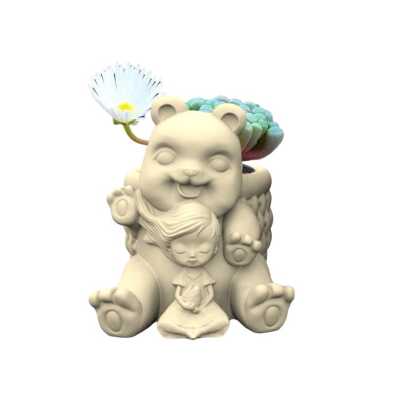 Силиконовые формы для медведей и девочек, держатель для ручек, форма для эпоксидной смолы, инструмент для изготовления сочных горшков для поделок