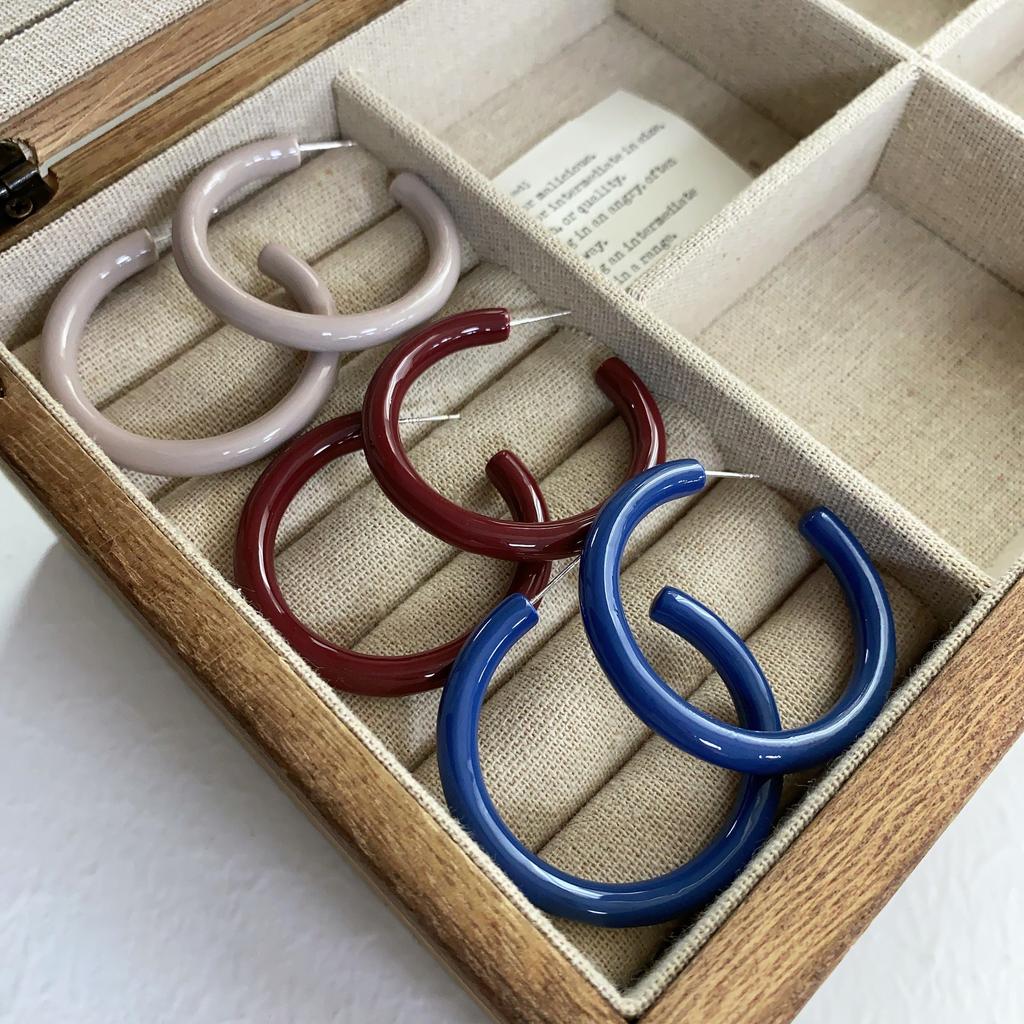 Разноцветные серьги, акриловые геометрические круглые серьги в форме буквы С, модные модные серьги.