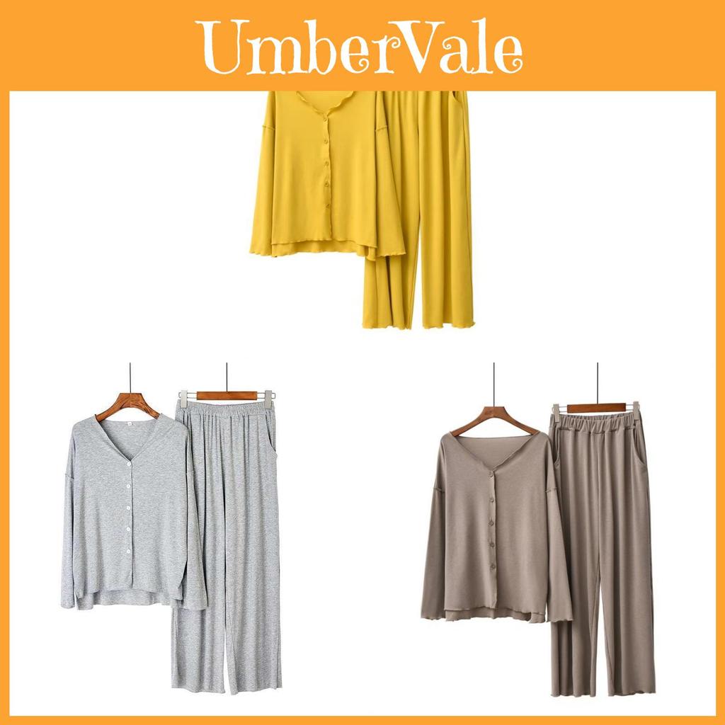 Womens Moher Modal Sleepwear Set With Long Sleeve Top And Pants For Home Comfort