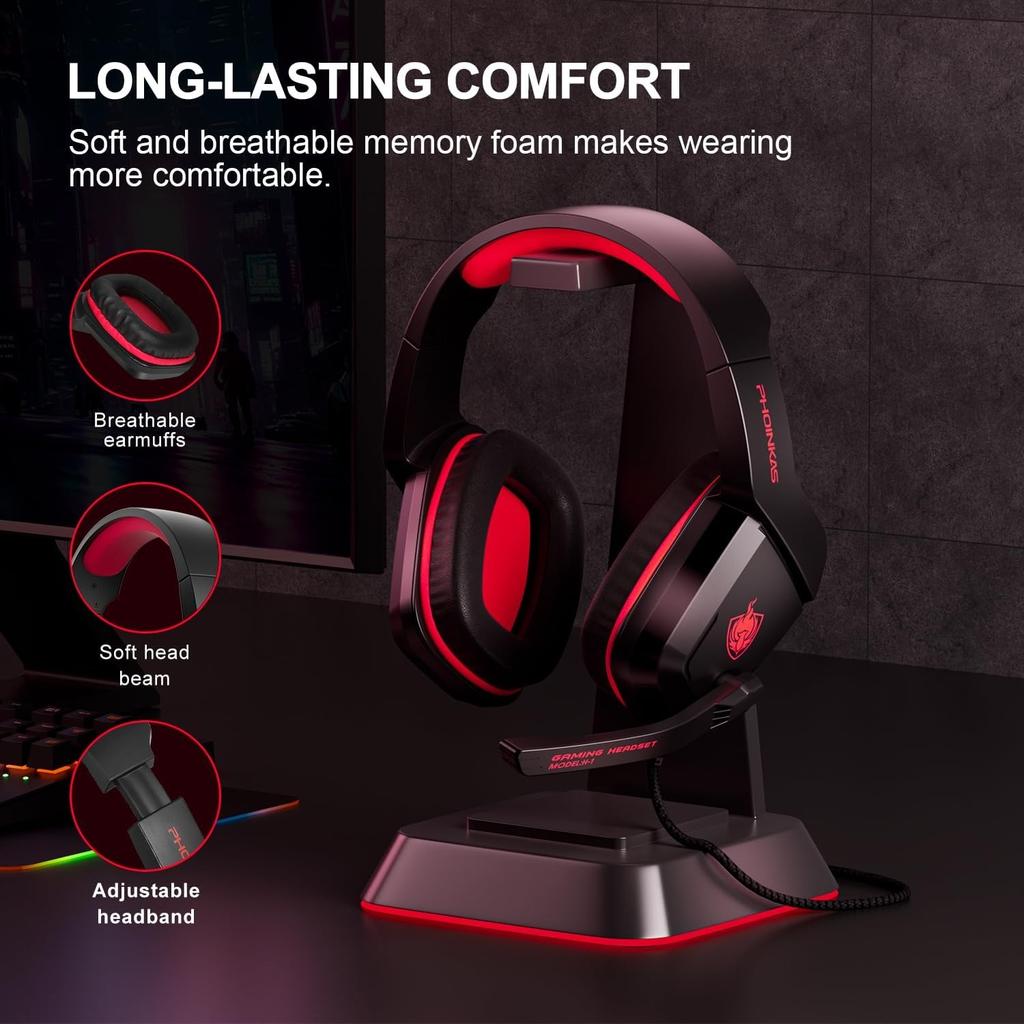 H1 Gaming Headset for PS4/ PS5/ PC/ Laptop, Stereo Over Ear Gaming Headphones with Noise-Canceling Mic