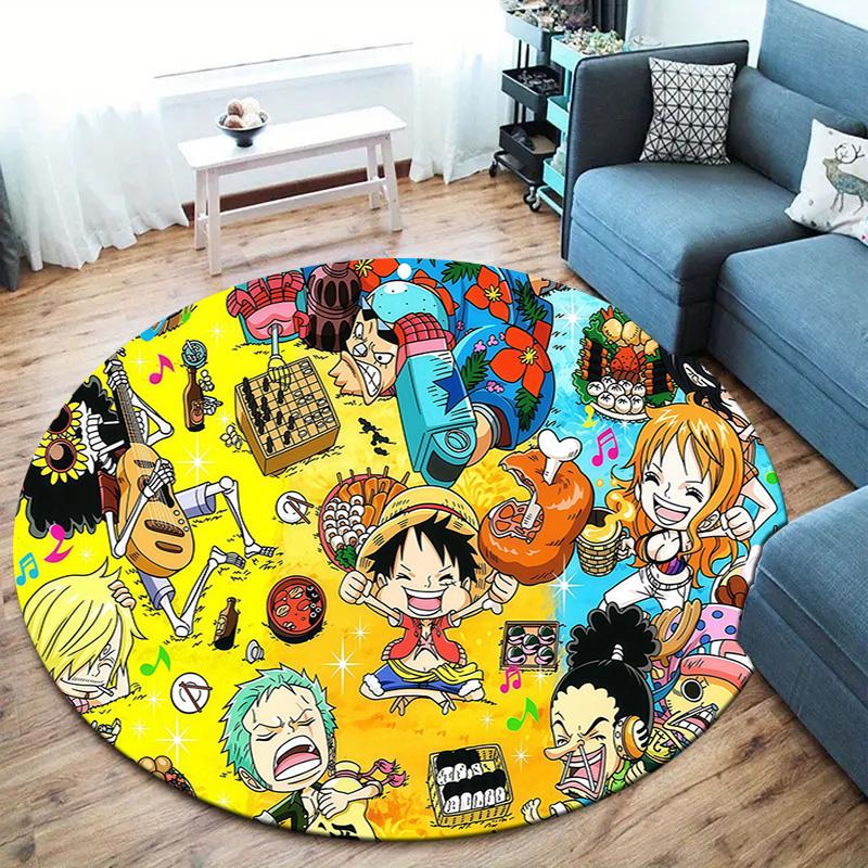 Ковер круглый коврик для пола из аниме One Piece для гостиной, спальни, дивана, игровой комнаты, нескользящий коврик