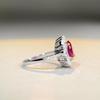 Women's 925 Sterling Silver Ring with Oval Ruby and Diamond Accents