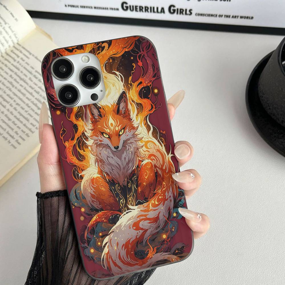 Cartoon Animal Fox Phone Case For IPhone 17 16 15 14 13 12 11 Pro Max Plus Corrugated Bumper Back Cover Shell