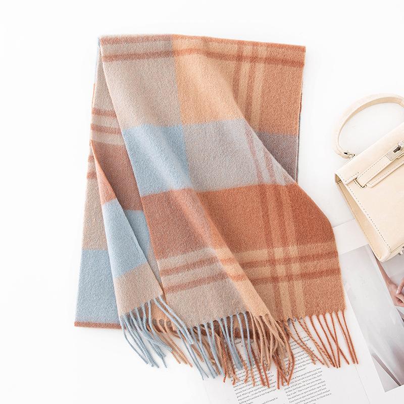 Wool Scarf Unisex Versatile and Soft Autumn and Winter Plaid Shawl Thickened Warm and Long Scarf