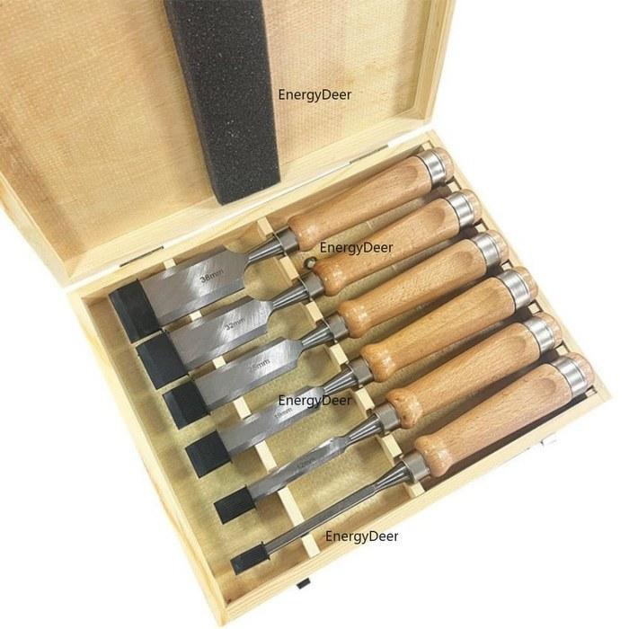 Wood Carving Tools Energy Diia Professional Set includes double-sided sharpening stone, solid wood, high durability, flat blade sharpness