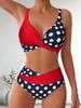 2025 New Cross-Backless Color Block Polka Dot Bikini Set for Women