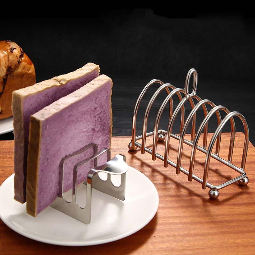 4 Slices Toast Holder Rust-proof Bread Stand Stainless Steel Toast Rack Restaurant
