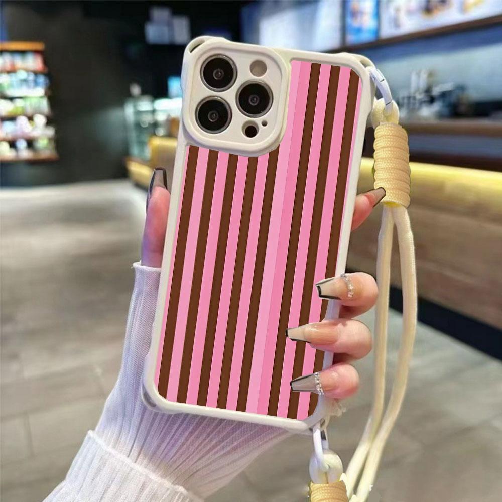 Цветной полосатый INS чехол для пары для iPhone 17 16 15 14 12, чехлы для телефона, четырехсторонний противоударный чехол с цепочкой, защита объектива, противоударный