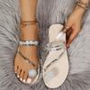 Women's Sandals Summer Fashion Beach Sandals Rhinestone Flat Slippers Luxury Designers Ladies Shoes Large Size