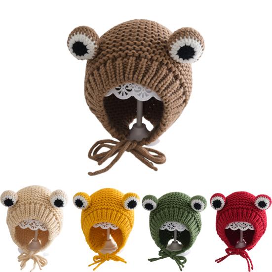 Детская шапка в форме животного, реквизит для фотосъемки, дышащая детская вязаная шапочка с лягушкой для улицы