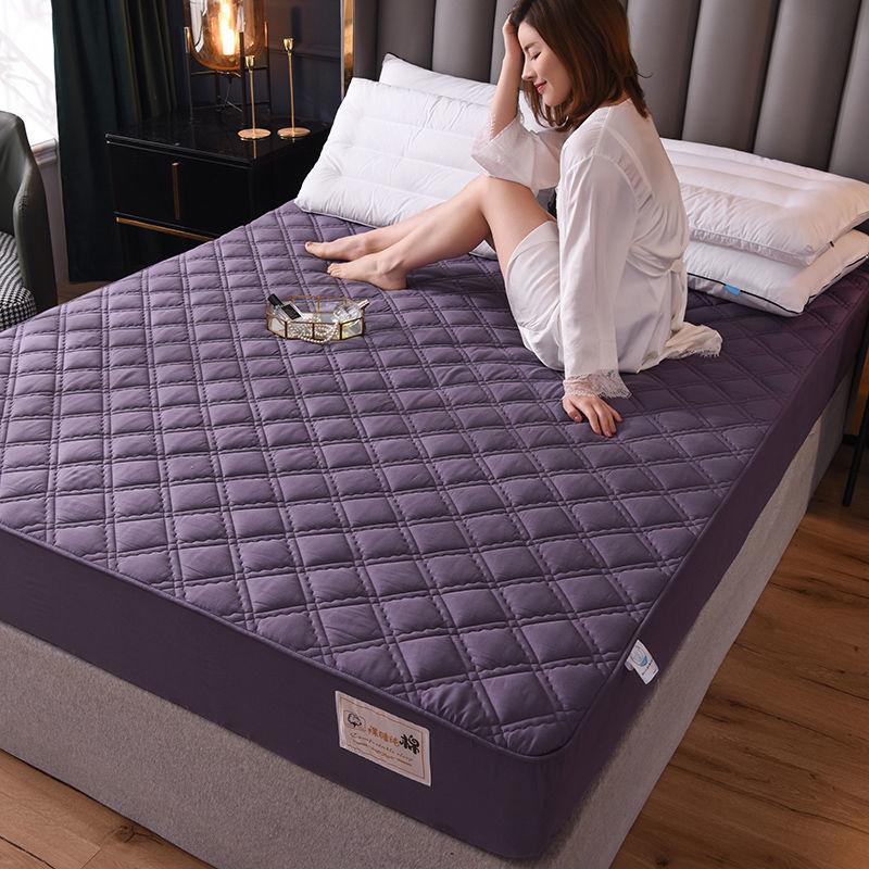 Solid Color Luxury 100% Cotton Quilted Mattress Cover Customized Anti-bacterial Air-Permeable Bed Cover Not Including Pillowcase