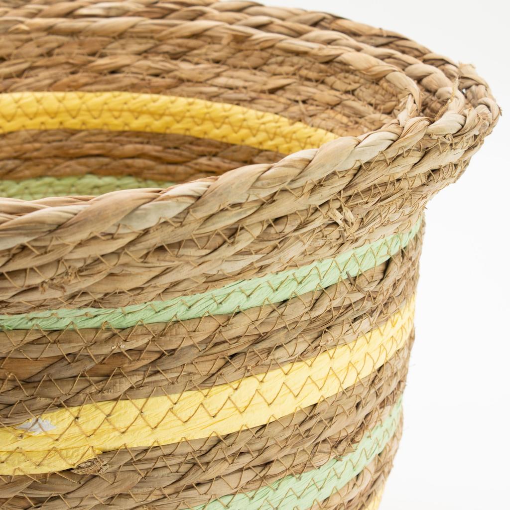 Seagrass & Straw Vase Shaped Baskets – Natural Yellow & Green – Set of 3