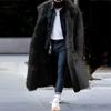 Winter Mens Large Size Coat Thickened Imitation Fur Jackets Solid Cardigan Male Long Overcoat