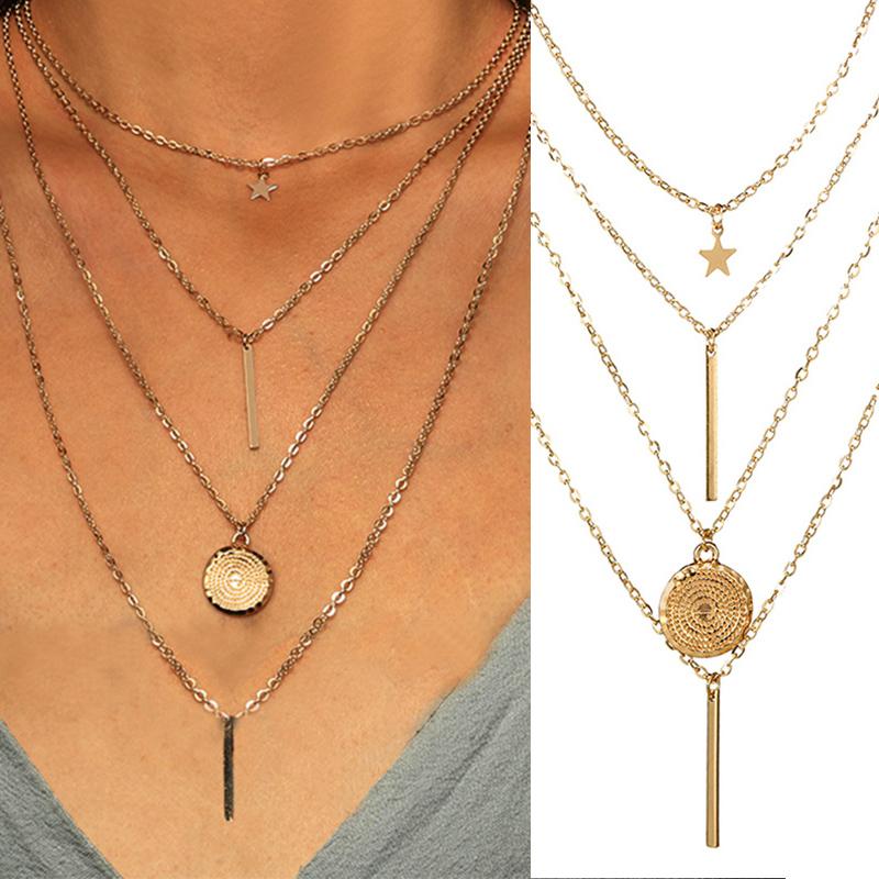 Модные металлические красивые подарки для девочек, модные ювелирные изделия в стиле бохо, новые винтажные ожерелья с подвесками, многослойные регулируемые женские ожерелья