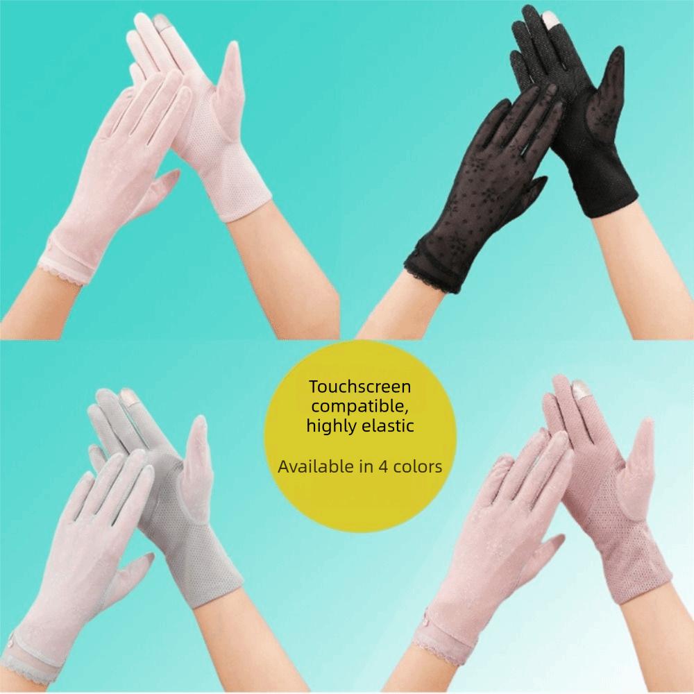 Lace Sunscreen Gloves Thin Touchscreen Gloves Summer Ice Silk Gloves for Women Female Lady