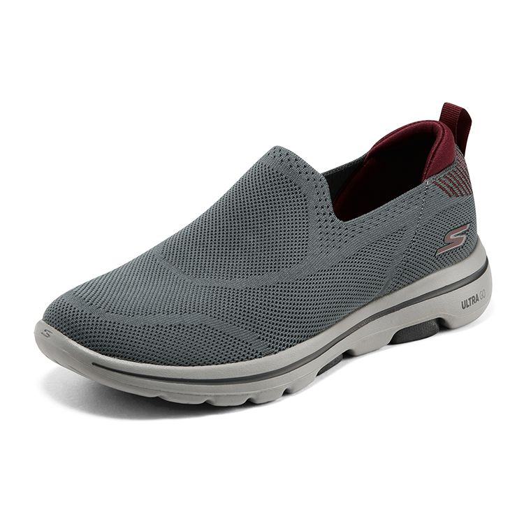 Skechers Go Walk 5 Сетчатые Слипоны Дышащие Мягкая Подошва Низкие Повседневные Кроссовки Мужские Серый 216038-CCRD