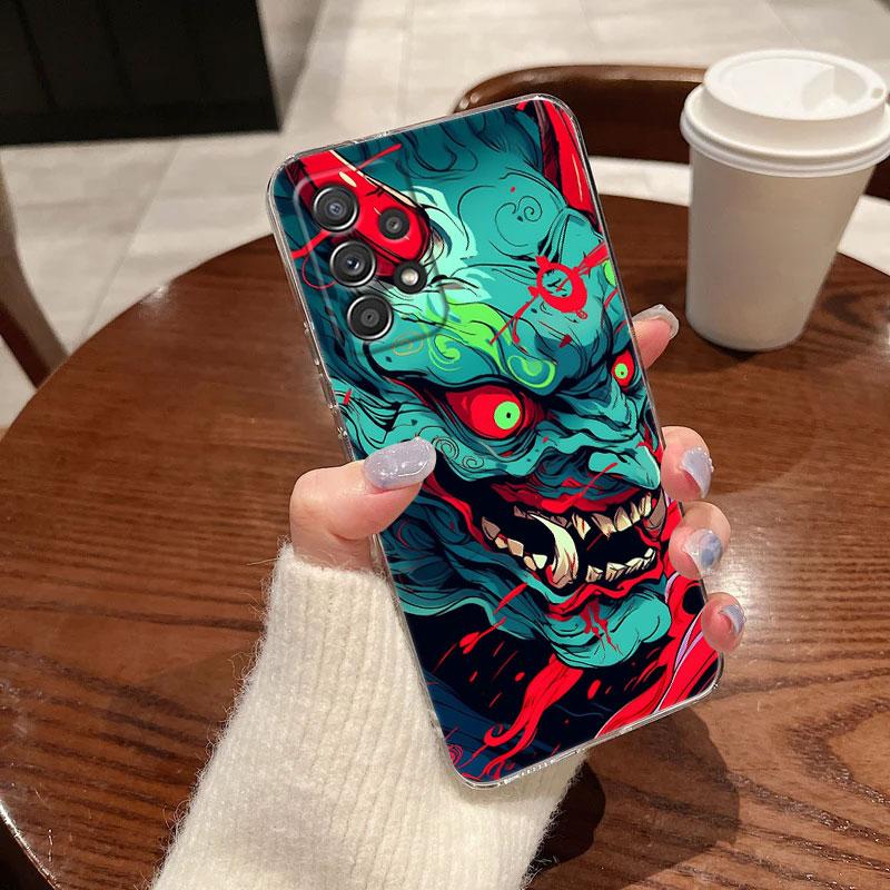 Маска Они Арт Дракон Прозрачный Мягкий Чехол Для Телефона Для Samsung Galaxy A56 A57 A37 A55 A54 A36 A35 A26 A25 A16 A17 A07 A52 A34 A21s Чехол