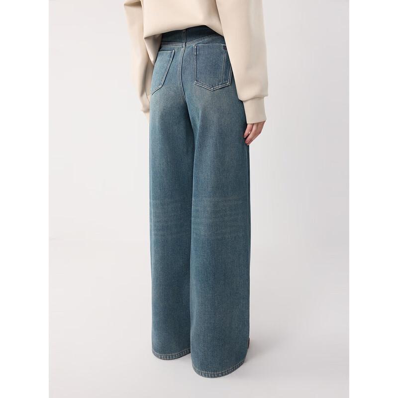 ELLE Women's Retro High-Waist Wide-Leg Jeans