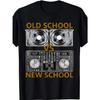 Мужская винтажная футболка DJ Old School Vs New School Music Battle Tee Принт с вертушками и DJ-оборудованием Ретро клубная одежда DJ Продюсеры
