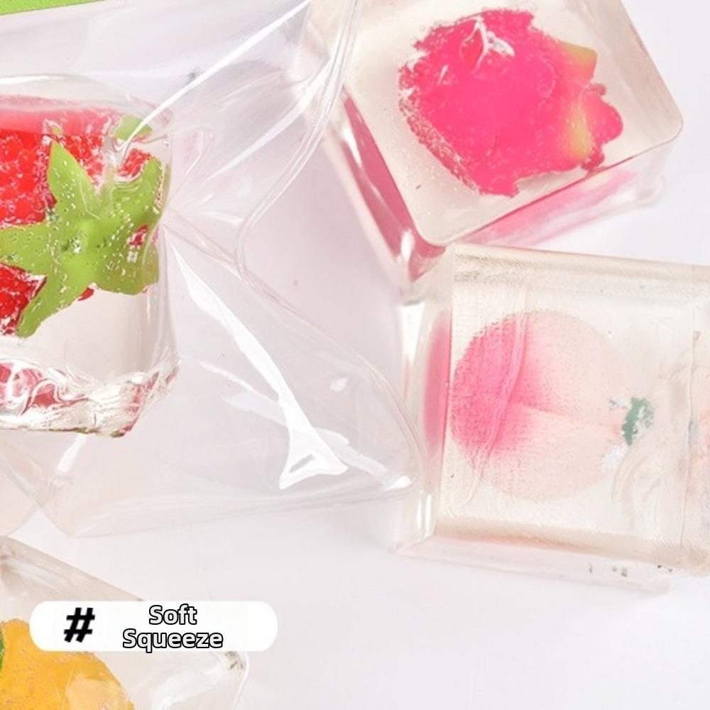 1pc Random Slow Rebound Ice Cube Squeeze Toy with Fruits Mochi Squish Foam Toy  Student