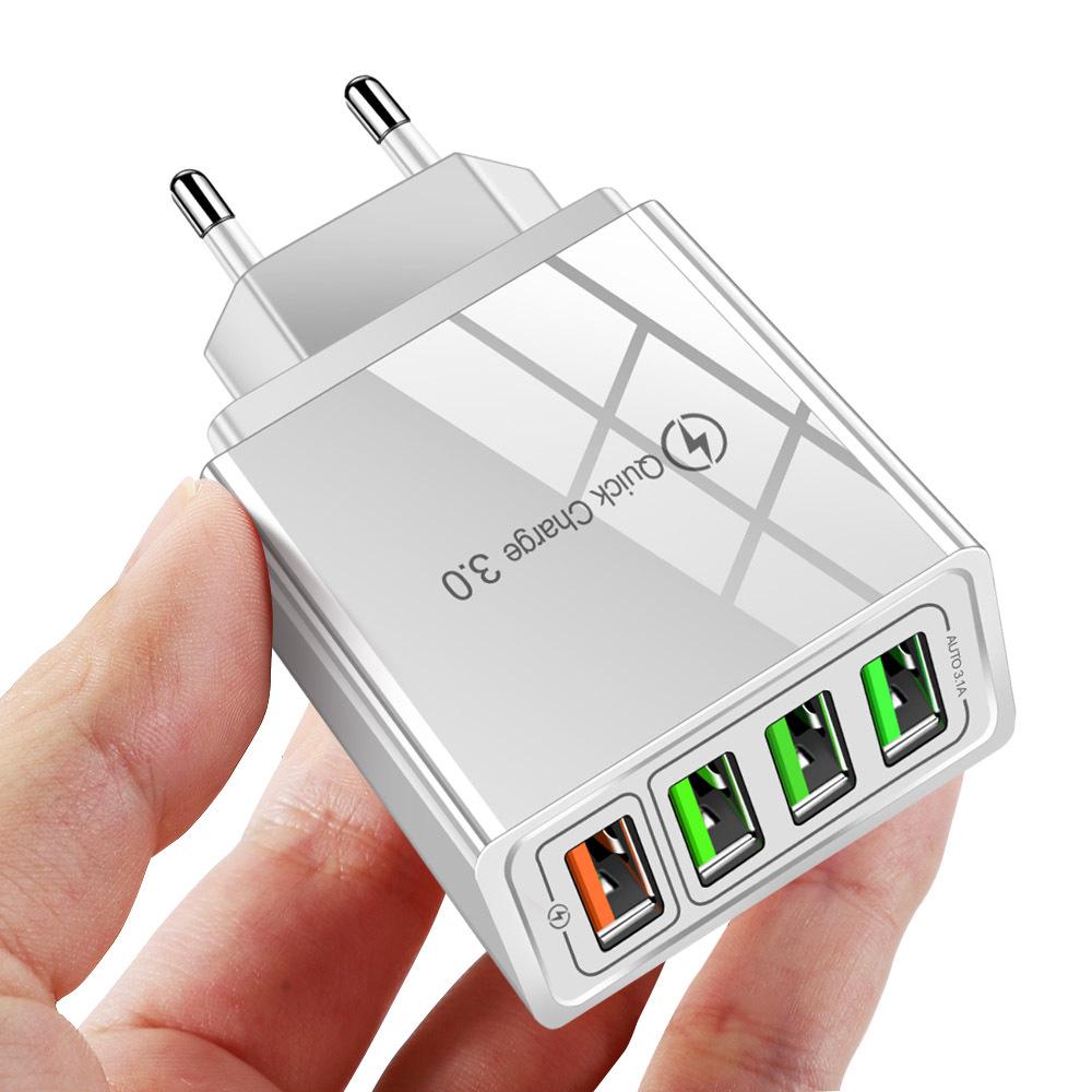4-портовое USB-зарядное устройство 5,1 А QC3.0 с вилкой US/EU/UK
